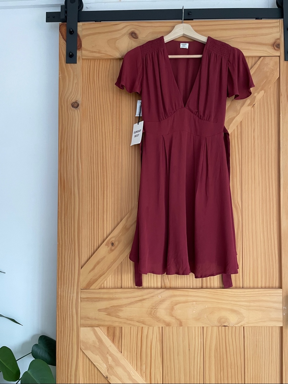 NWT Aritzia Sunday Best Vanessa Dress Burnt Clay XXS Flutter Sleeve Mini - Picture 17 of 17